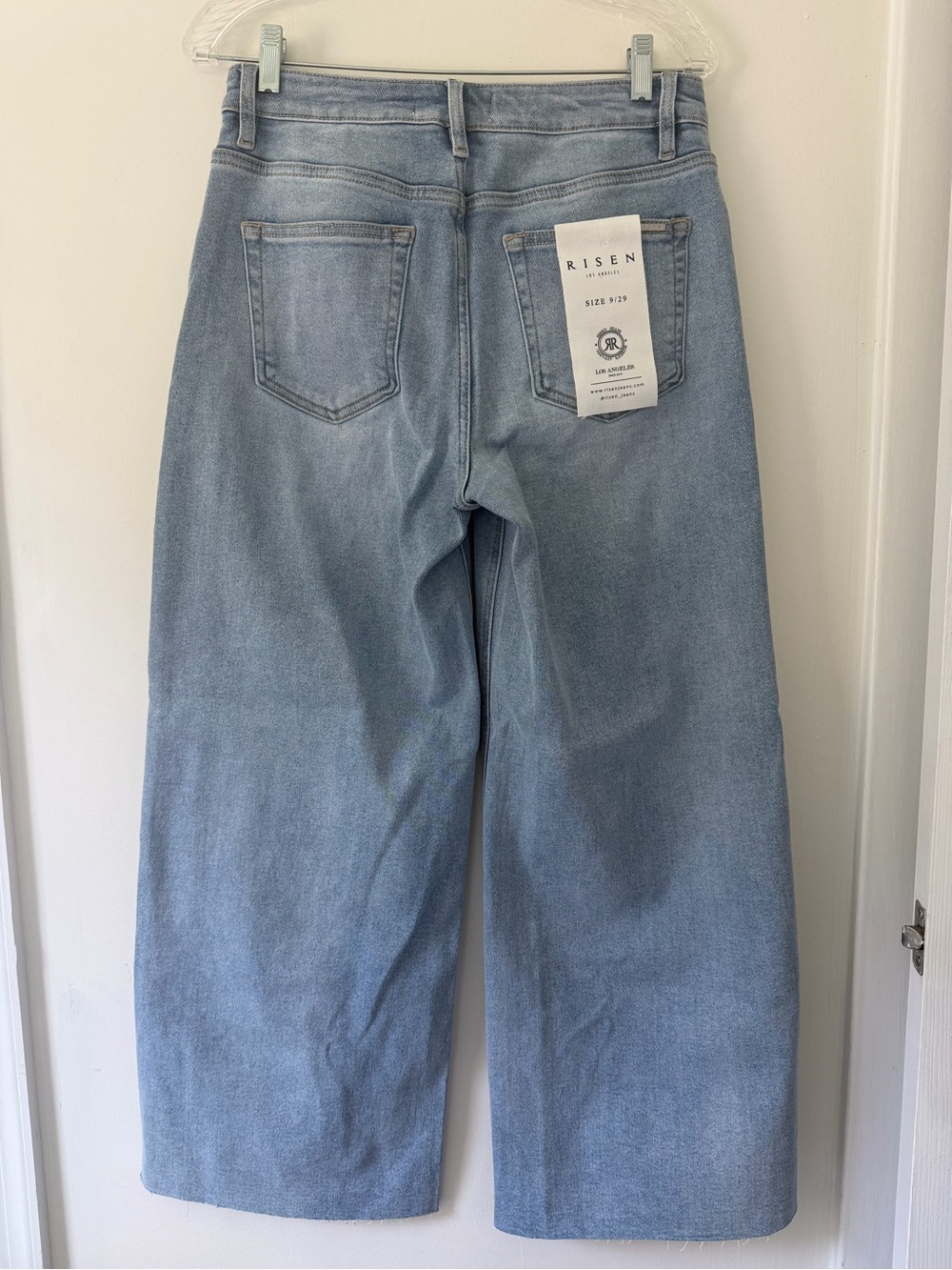 NWT Risen High Rise Crop Wide Leg Jeans with Flower Lace Side Panels Size 9 - Picture 3 of 6